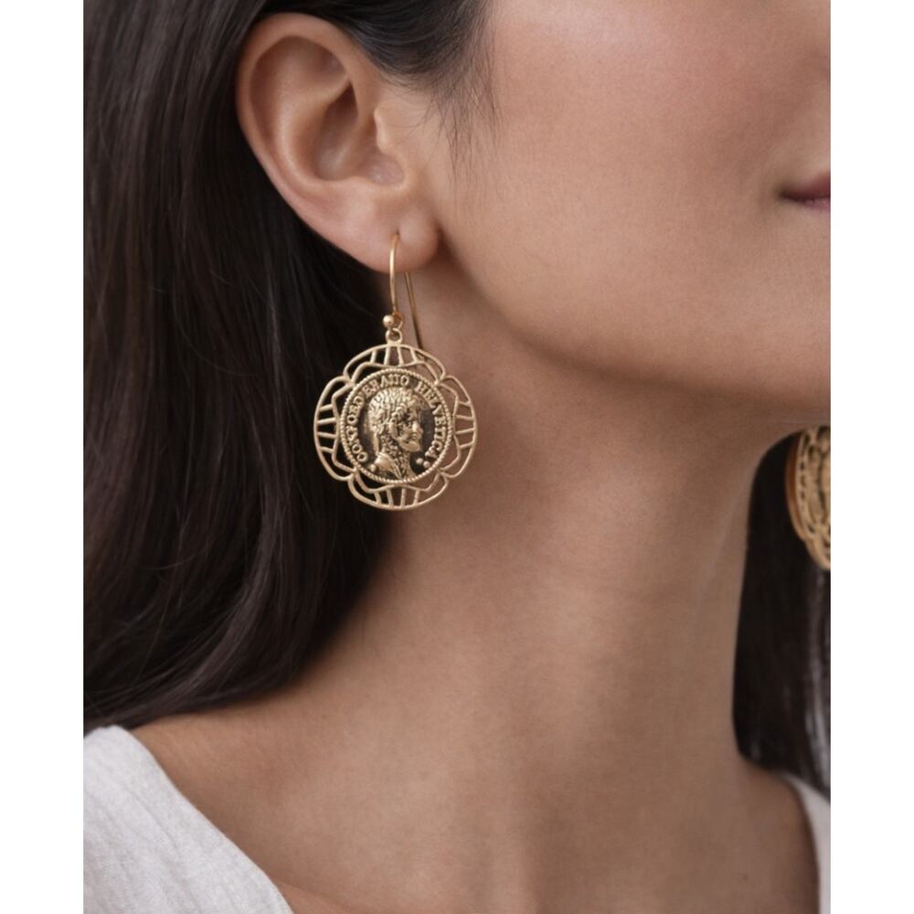 Pomina Gold Coin Earrings New
